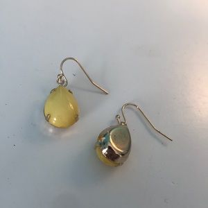 Yellow Bead Gold Earrings